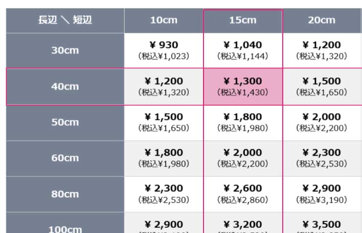 カッティング価格表